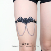 皮革腿环蝙蝠链条jk甜酷朋克腿圈腿带Lolita
