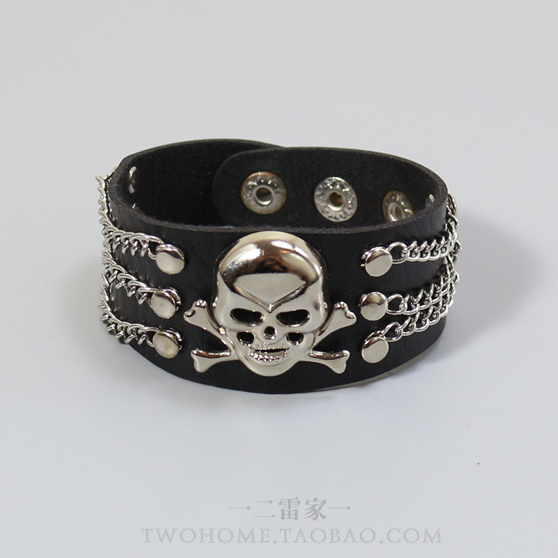 朋克风亚文化新款骷髅头手链个性潮流铆钉手镯摇滚夜店手环