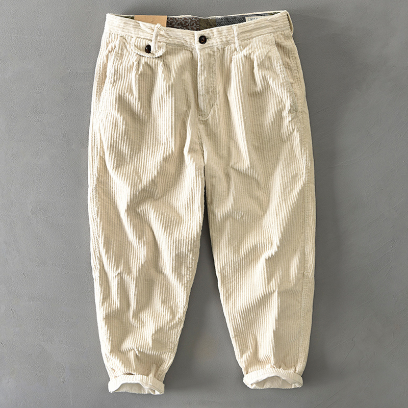 灯芯绒男裤工装裤粗条灯芯绒日系