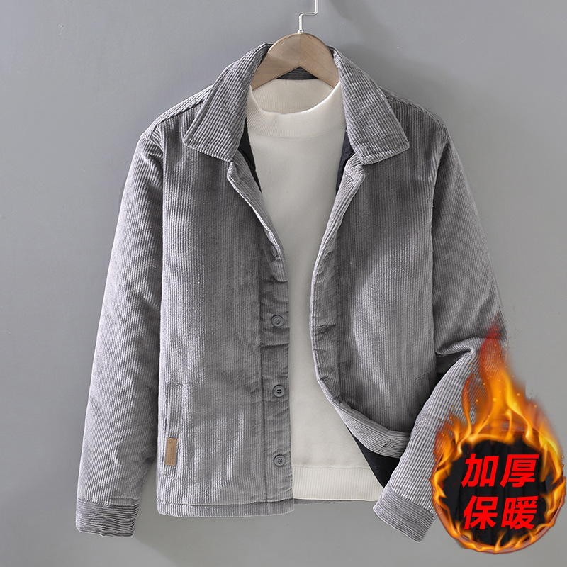 复古灯芯绒棉衣男冬季加厚保暖