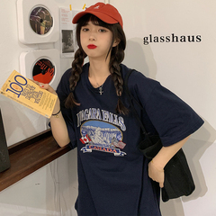 Real shot 2021 new summer half sleeve net red ins super fire top women loose Korean popular student T-shirt