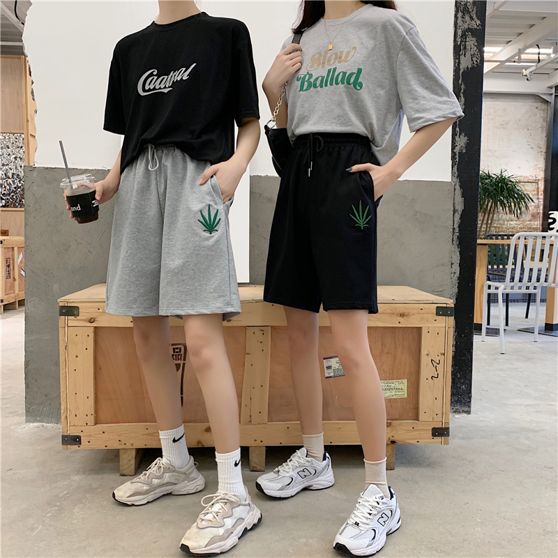 Embroidered loose casual women's wide leg pant