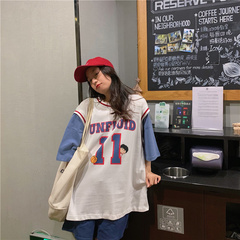 Real shot fake two women's top sports basketball suit short sleeve summer Korean loose BF style T-shirt girlfriends