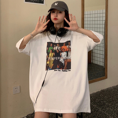 實拍 韓版bf慵懶風寬鬆上衣學生網紅短袖T恤女ins