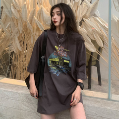 實拍  復古短袖T恤女