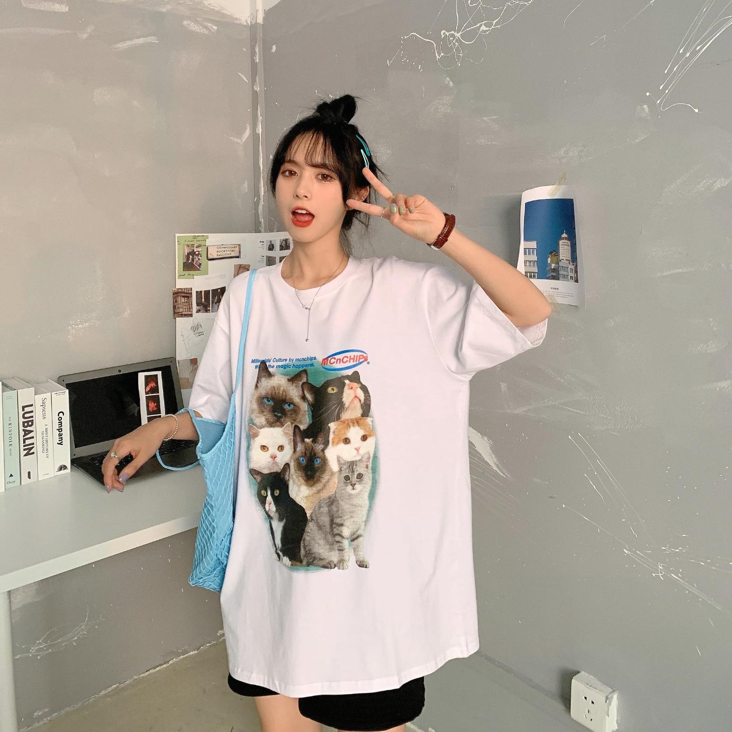 實拍 寬鬆短袖T恤女