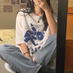 實拍 原創 白印花短袖T恤女夏季新款寬鬆韓版學生