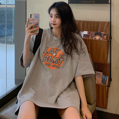 實拍  短袖t恤女寬鬆韓版ins潮國原宿風半袖超火chic上衣