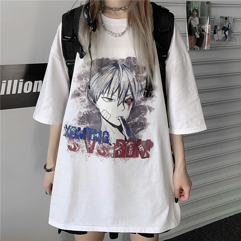 Real shot new Harajuku style loose personalized printing short sleeve T-shirt trend