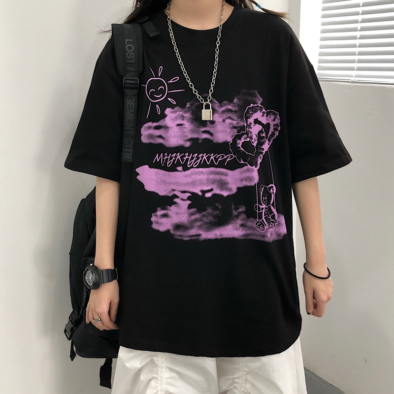 Original live shot of Harajuku bear T-shirt short sleeve