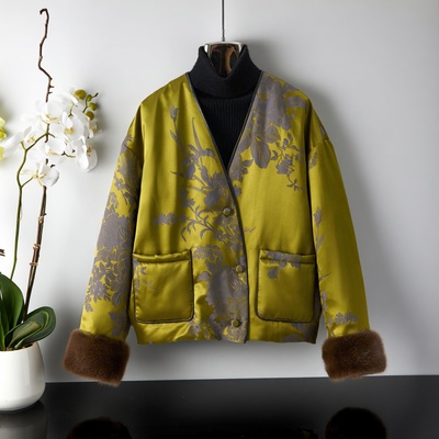 中式风水貂鹅绒服女士皮草