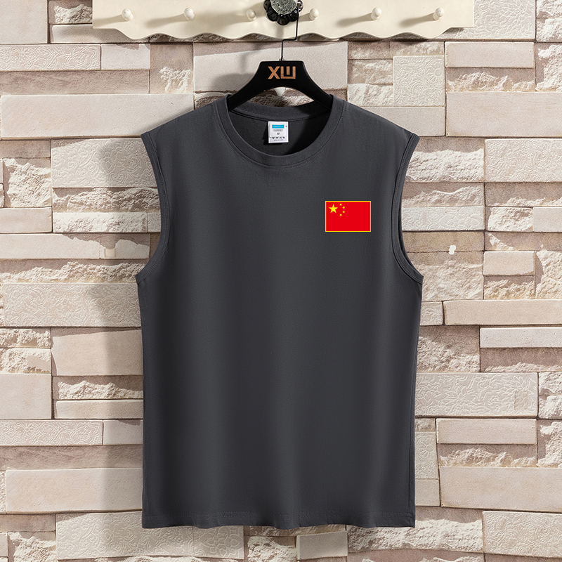 无袖t恤健身纯棉背心宽松夏季