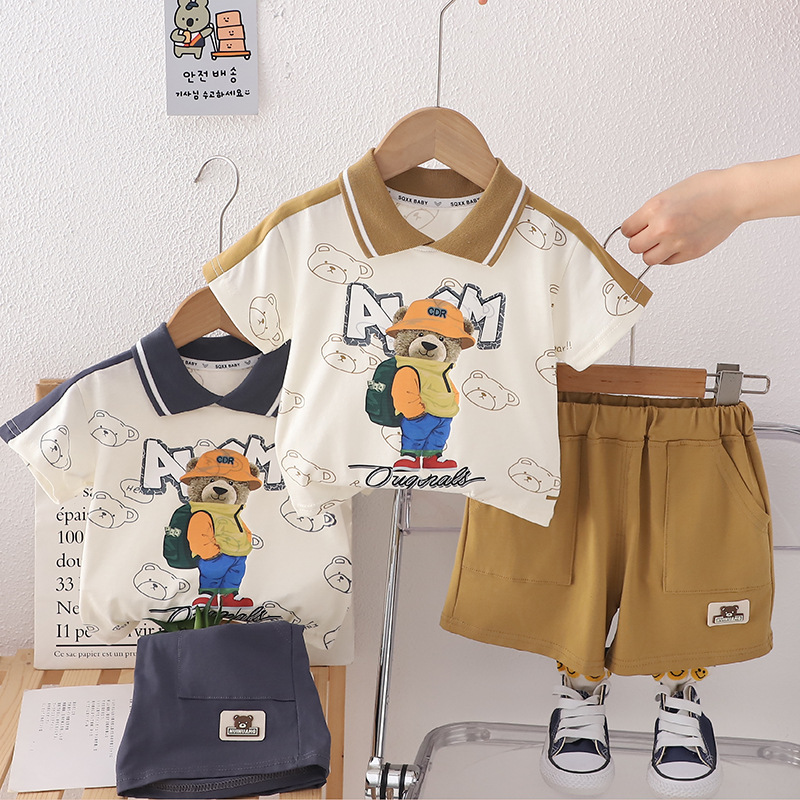 男童夏裝套裝2025新款兒童夏天衣服1-3歲洋氣寶寶卡通短袖