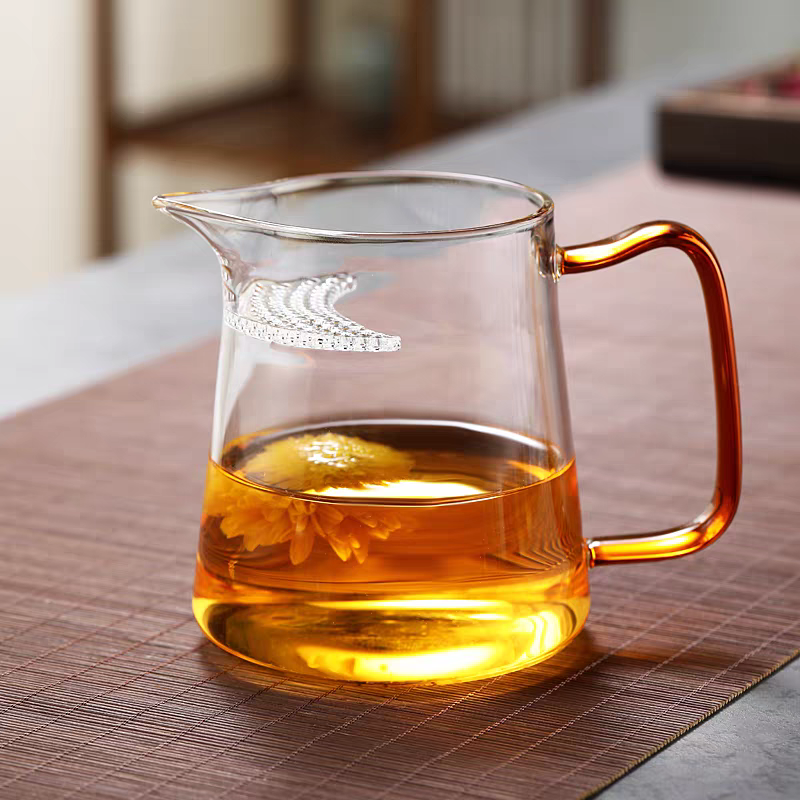 加厚玻璃公道杯茶漏一体分茶器月牙过滤茶杯泡茶壶茶具耐热