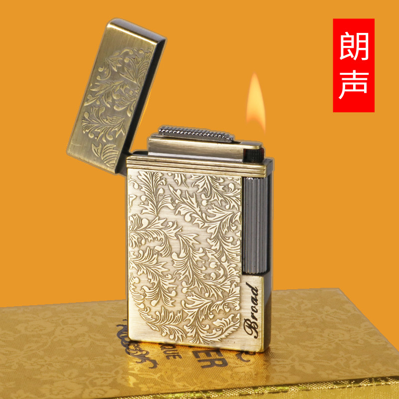 broad博达超薄侧滑砂轮充气打火机 侧打妙音清脆朗声明火加气火机