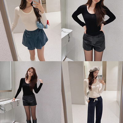 汤元家sd 短款修身显瘦弹力羊毛衫女秋新款时尚气质百搭打底上衣