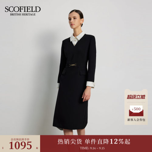 Scofield女衬衫领职场通勤连衣裙