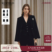新品 外套微收腰2025冬季 复古丝绒单粒扣西装 Scofield女装