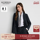 双排扣2025秋冬新品 智性戗驳领条纹西装 羊毛100% Scofield女装