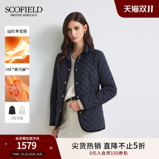 休闲菱格翻领微收腰棉服2025秋冬新品 Scofield女装 远红外发热
