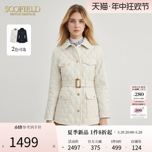 英伦风菱形绗缝棉服外套2023秋冬新款 Scofield女美拉德气质经典