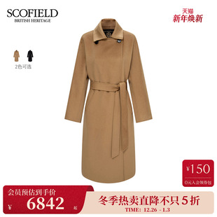 气质翻领偏门襟大衣系带收腰2025秋冬新品 Scofield女装 山羊绒