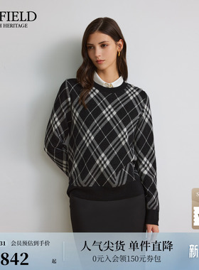 【美丽诺羊毛】Scofield女装复古英伦菱格纹圆领针织衫