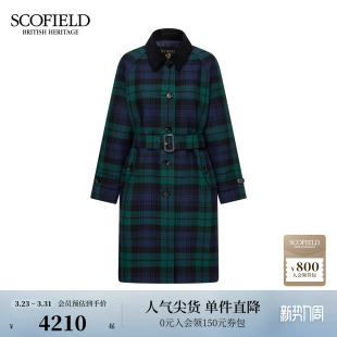 复古英伦风撞色格纹大衣 Scofield女装 羊毛100%