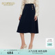 Scofield女装 饰 简约雅致半身裙A摆伞裙金属扣装