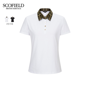 2025秋季 英伦利落格纹领拼接Polo衫 含棉 新品 Scofield女装