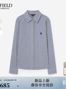 【含棉】Scofield女装干练知性竖条纹衬衫刺绣细节2026早春新品