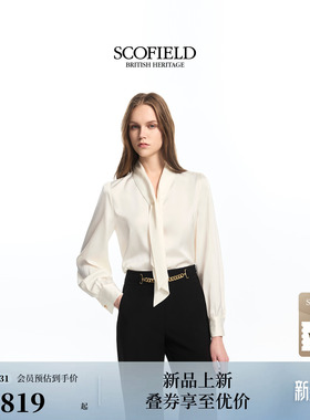 Scofield女装法式气质飘带领长袖衬衫收褶袖口2026春夏新品