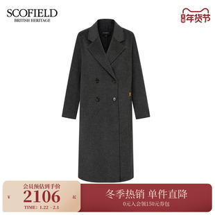 【羊毛+山羊绒】Scofield女松弛休闲毛呢大衣双排扣2025冬季新品
