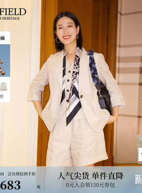 【法国亚麻】Scofield女松弛老钱风高腰短裤金属装饰