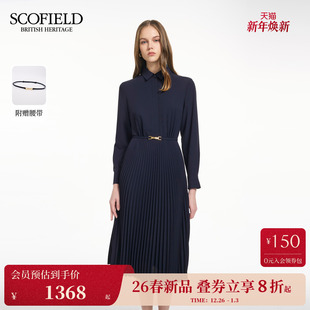 新品 领连衣裙高腰裁片百褶裙2026春季 利落知性衬衫 Scofield女装