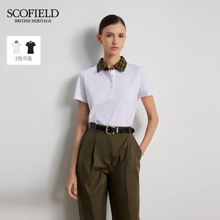 2025秋季 英伦利落格纹领拼接Polo衫 含棉 新品 Scofield女装