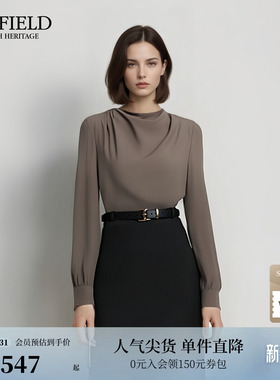 Scofield女装慵懒氛围感不对称荡领衬衫金属纽扣