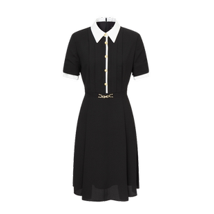 Scofield女装减龄学院风收腰连衣裙短袖衬衫裙夏季裙子