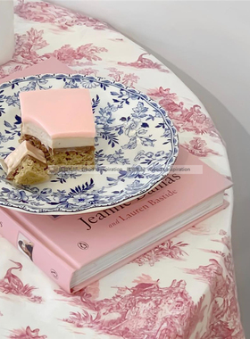 外贸博主同款chic蓝色青花瓷复古花纹花卉陶瓷蛋糕水果碟盘子