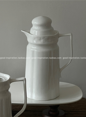 洛可可陶瓷凉水壶花瓶多用高颜值纯白大容量果茶壶花器耐高温欧式