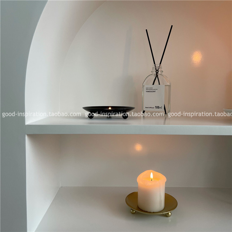 한국 촛대 수납 철판 북유럽 로맨틱 접시 촛불 기초 장식 간단한 장식 장식품 소품