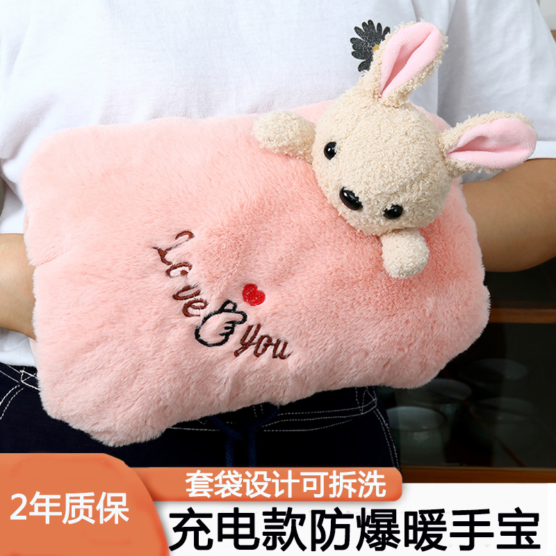 充电防爆电热水袋毛绒卡通电暖宝已注水可拆洗暖手宝女暖宫暖宝宝
