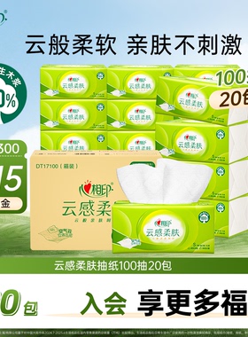 心相印抽纸云感柔肤面巾纸巾卫生纸100抽20包餐巾纸抽取式纸巾by