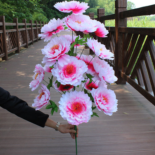 仿真花1米19头大牡丹花束清明花