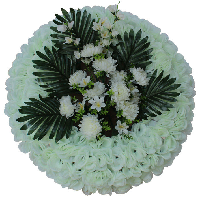 绢花玫瑰大花圈扫墓花殡仪馆装饰花悼念仿真花清明花白事花祭祀花