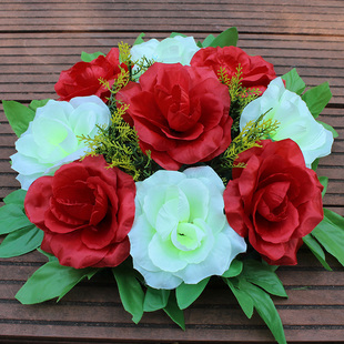 厂家直销30CM绢花圈清明节扫墓坟上用的花祭祀塑料花殡葬白事布置