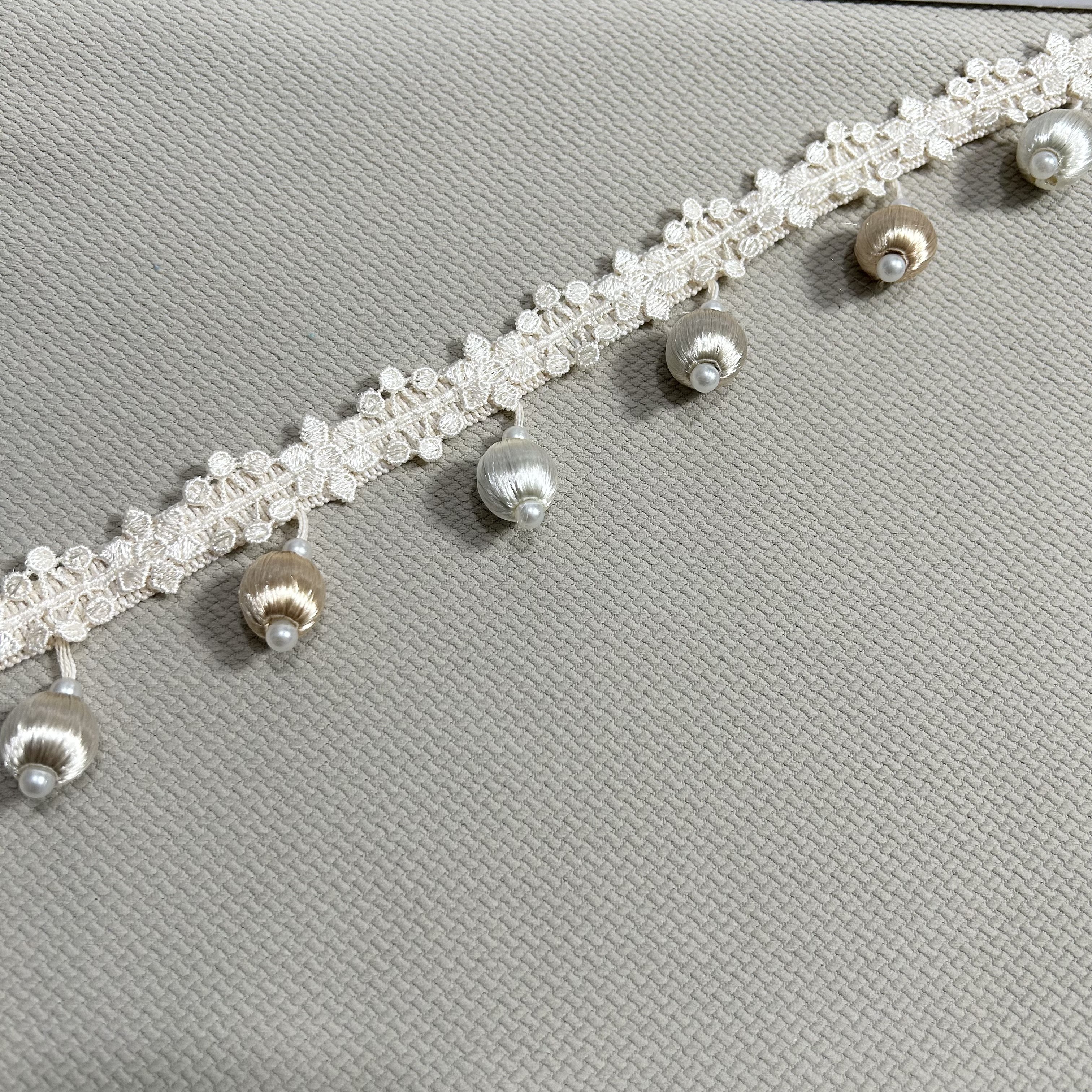 网红莫里斯花简约米色人造包丝珠子拼接窗帘侧边装饰辅料可零剪,居家布艺,花边/蕾丝,淘宝优惠券,粉丝福利购,淘宝优惠卷