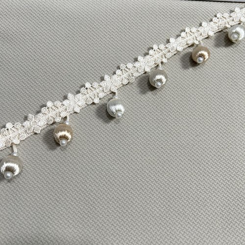 网红莫里斯花简约米色人造包丝珠子拼接窗帘侧边装饰辅料可零剪