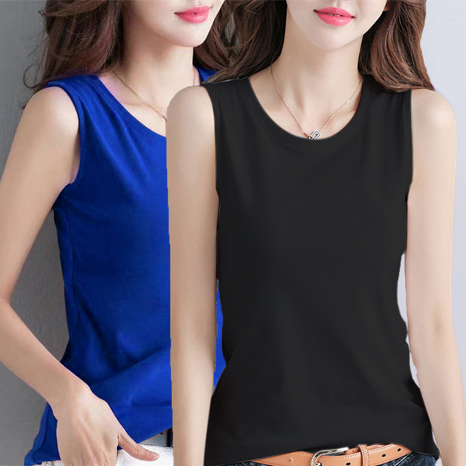 全棉无袖背心女夏外穿