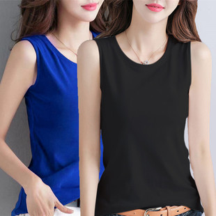 女士肩宽背带宽松内外穿纯棉打底上衣春夏款 小吊带无胸垫上衣 无袖